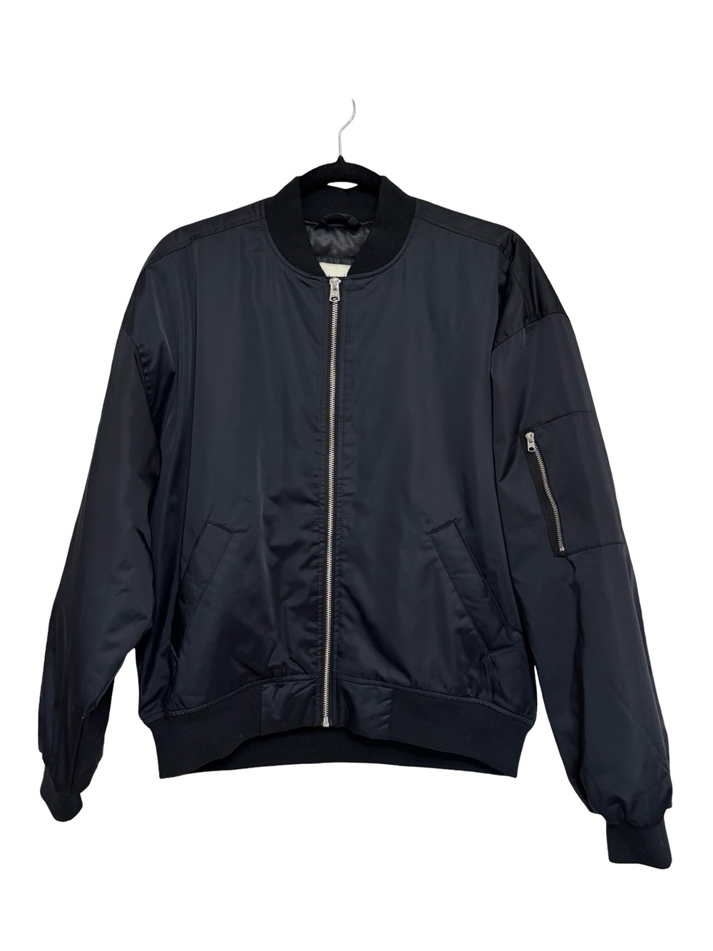 Abercrombie & Fitch Men’s Classic Bomber Jacket in Black Sheen - Size S